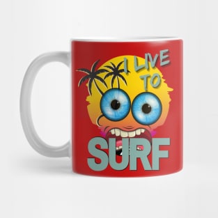 Funky Fred I Live To Surf design Mug